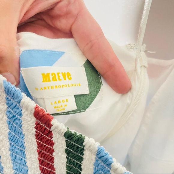 NWT Anthropologie Maeve Halter Midi Sundress Neutral Motif Stripe Preppy Large - Picture 11 of 11